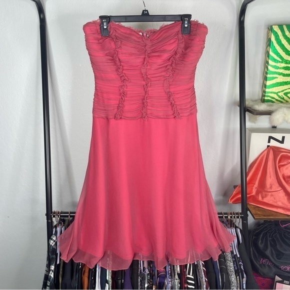 Tadashi Pink Silk Strapless Dress - Picture 1 of 9